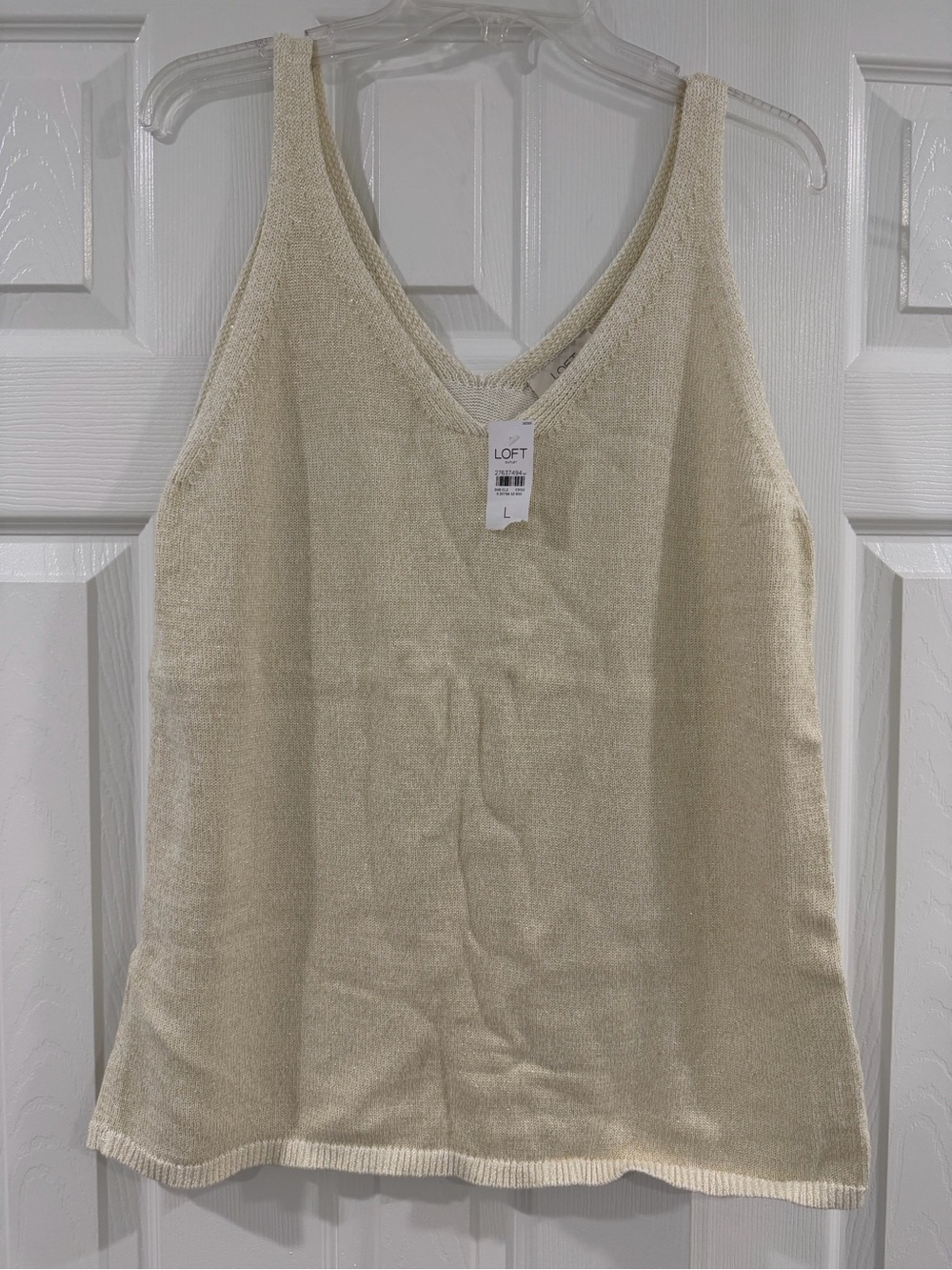 LOFT Cream V-Neck Knit Tank